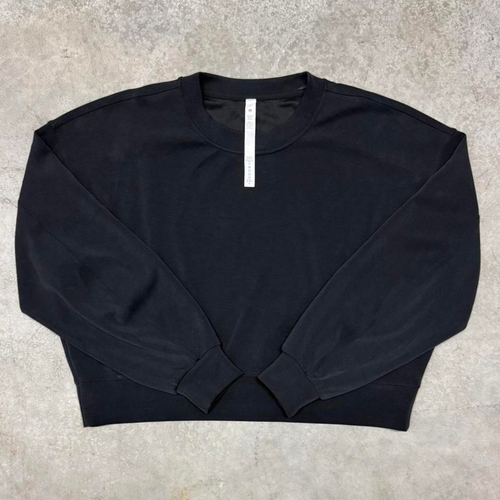 Lululemon Perfectly Oversized Cropped Crew Softstreme Black  Sz 8